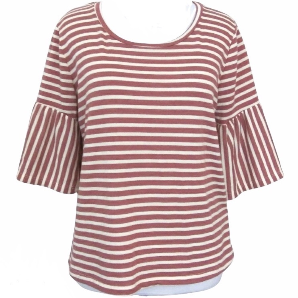 W5 ANTHROPOLOGIE striped bell sleeves blouse Small